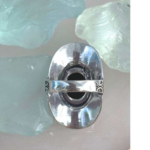 925 Sterling Black Onyx Ring Size 6 - Picture 7 of 7